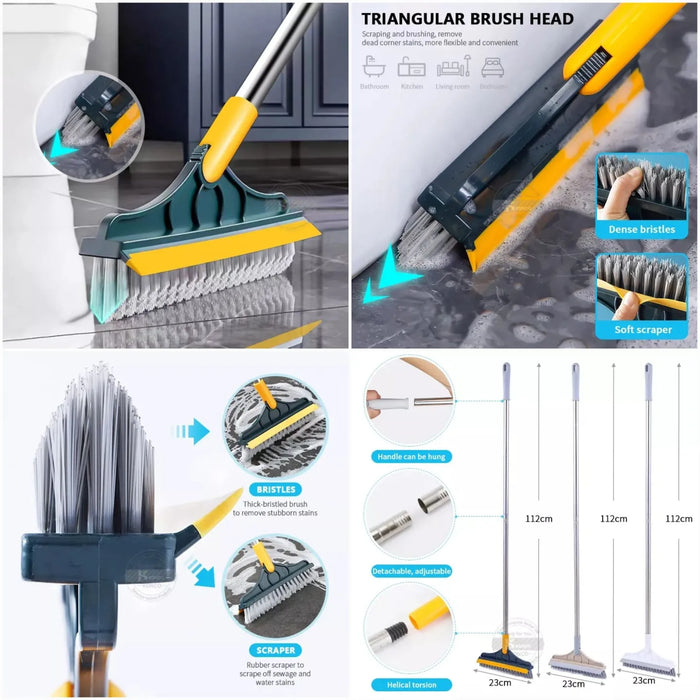 2-in-1 Floor Scrub Brush with Wiper – 120° Rotating Head
